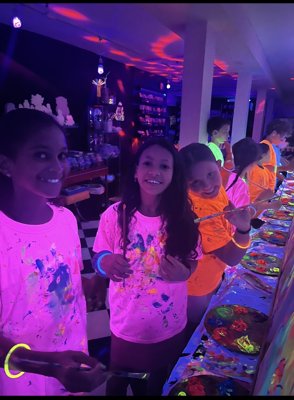 Kids at glow paint party